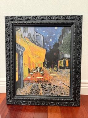26L”x22w” Vincent Van Gogh paint “Cafe Terrace at Night” with Ornate black frame